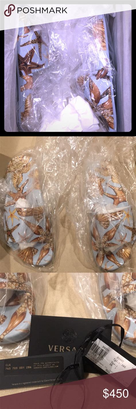 Versace Vintage Beach Seashell Sandals Slides Size 37 (US 7)